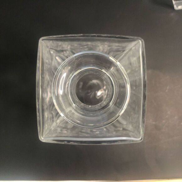 mid century decanter heavy glass hatch diamond pattern square lid 9.5 inches - Picture 5 of 7